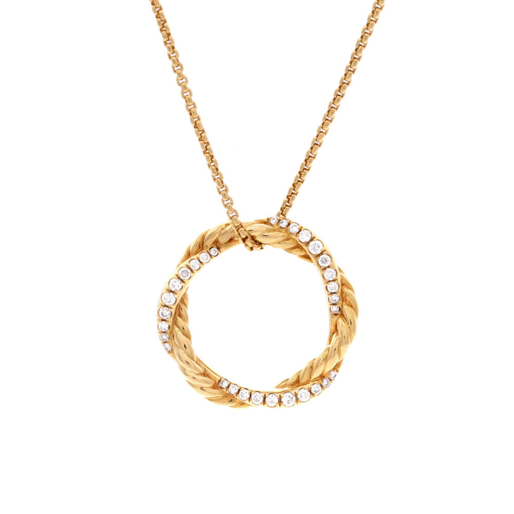 David Yurman Petite Infinity Pendant Necklace 18K Yellow Gold with Diamonds